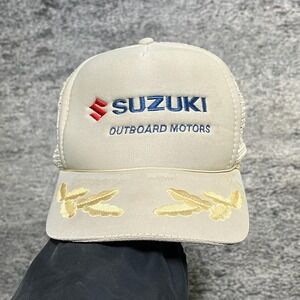 Vintage Suzuki Hat OSFA Gray Motorsport 80s 90s Embroidered Mesh Snap Back